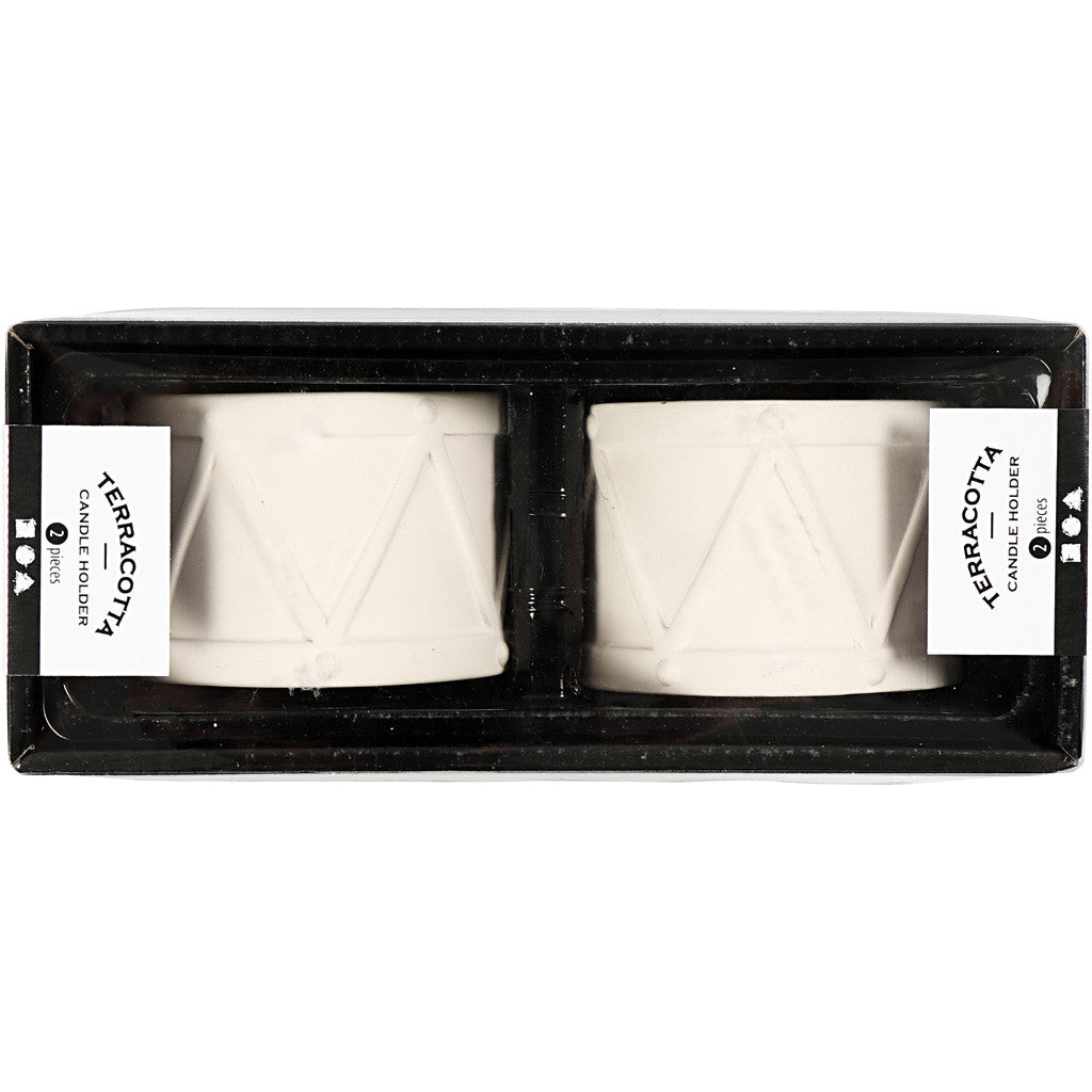 Kerzenständer, H 6,6 cm, D 9,3 cm, Lochgröße 2,2+4 cm, Weiß, 2 Stk/ 1 Pck [HOB-50575]