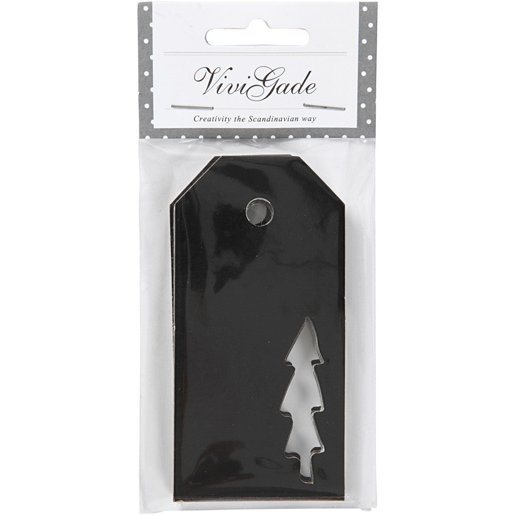 Geschenkanhänger, Größe 5x10 cm, 300 g, Schwarz, 15 Stk/ 1 Pck [HOB-50994]