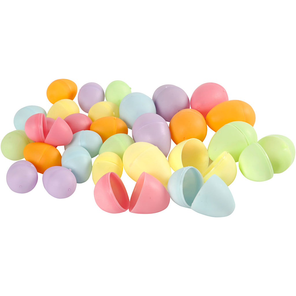 Eggs, H: 4,5+6 cm, dia. 3+4 cm, pastel colours, 720 pc
