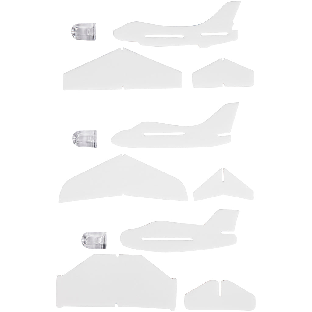 Flugzeug-Sortiment, L 11,5-12,5 cm, B 11-12 cm, Weiß, 3 Stk/ 1 Pck [HOB-51233]