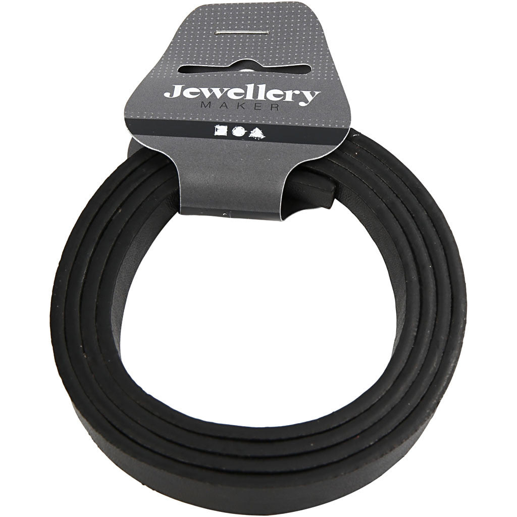 Lederband Imitat, B 10 mm, Dicke 3 mm, Schwarz, 1 m/ 1 Pck [HOB-51493]