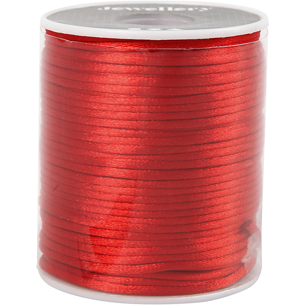 Satinband, Dicke 2 mm, Rot, 50 m/ 1 Rolle [HOB-515508]