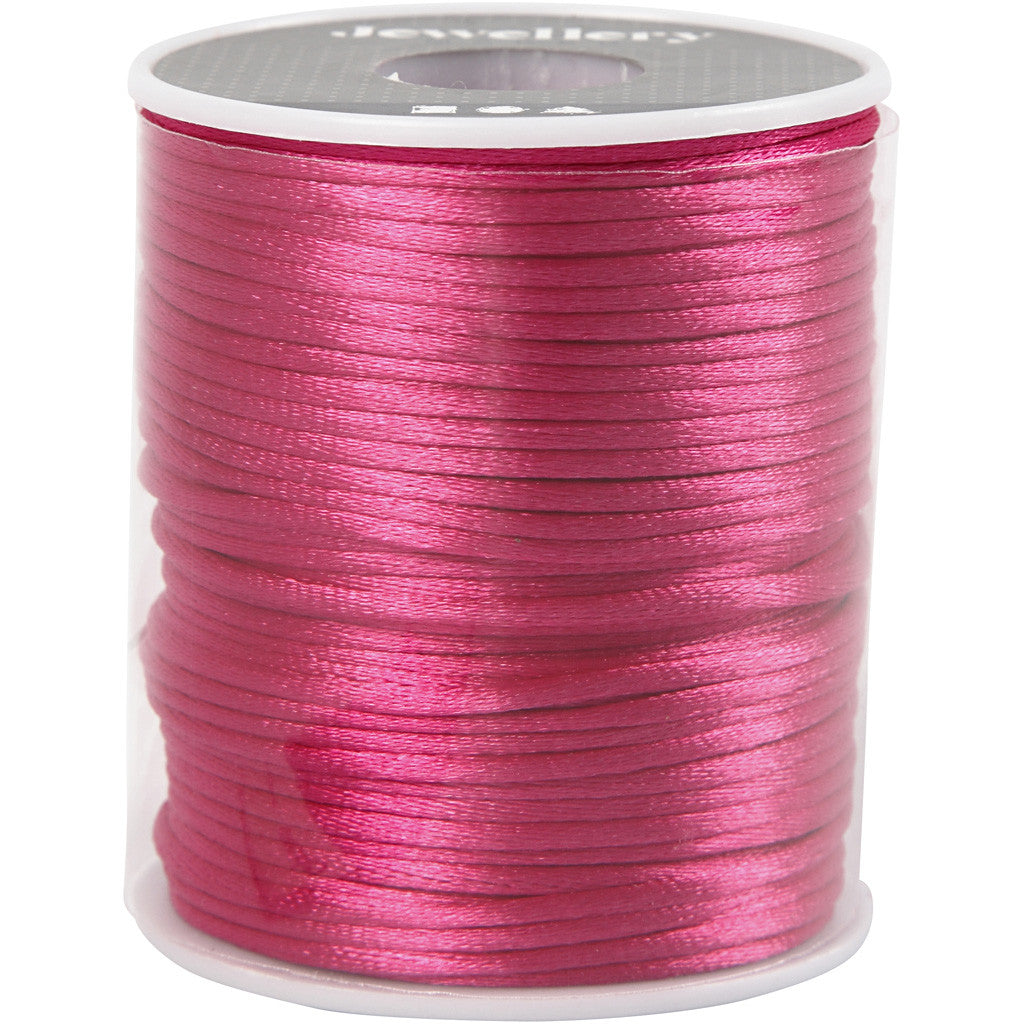 Satinband, Dicke 2 mm, Pink, 50 m/ 1 Rolle [HOB-515516]