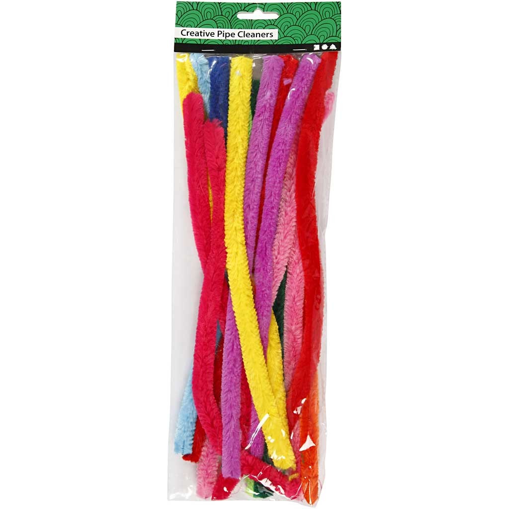 Pfeifenreiniger, L 30 cm, Dicke 15 mm, Sortierte Farben, 15 sort./ 1 Pck [HOB-51638]