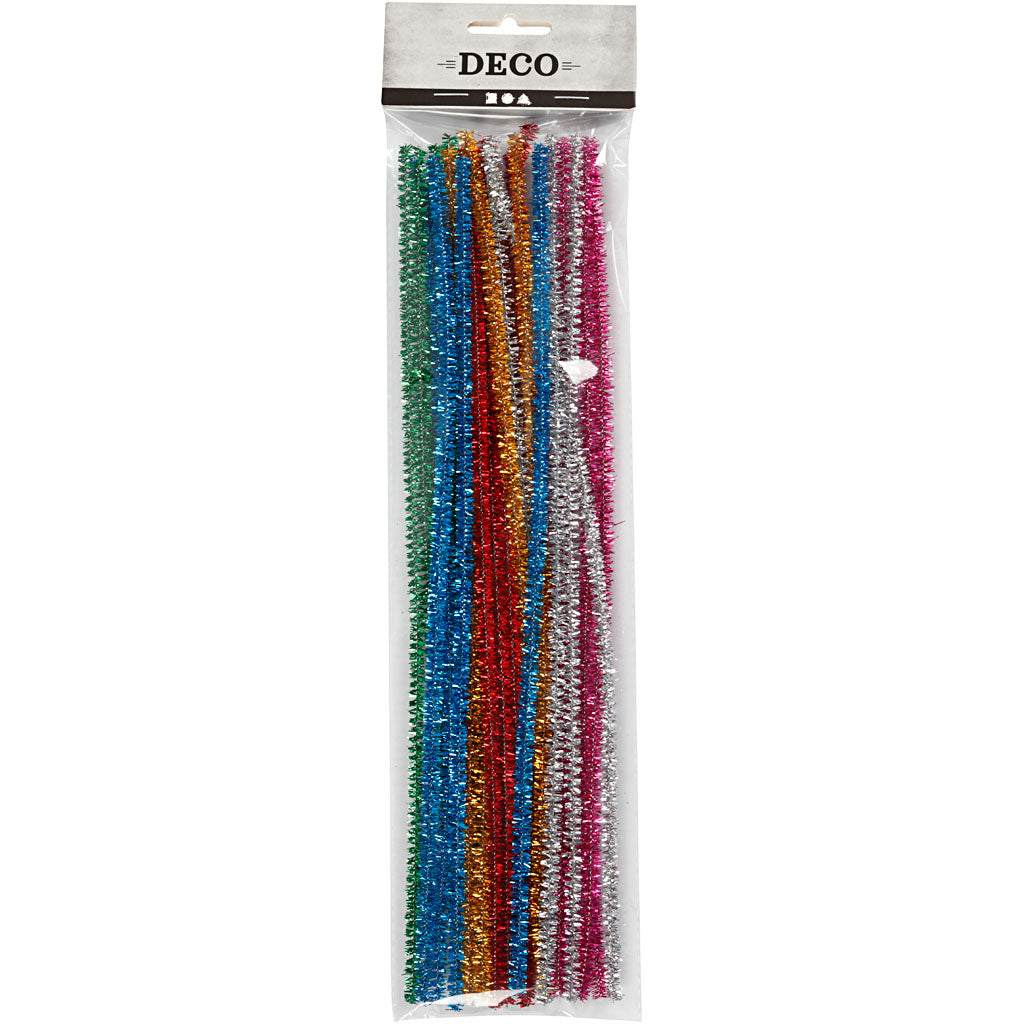 Pfeifenreiniger, L 30 cm, Dicke 6 mm, Glitter, Kräftige Farben, 24 sort./ 1 Pck [HOB-51648]
