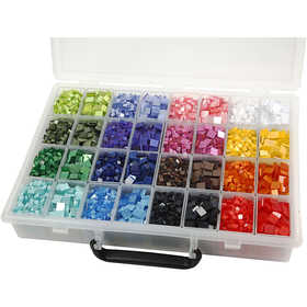 Mini-Mosaik, Größe 5x5+10x10 mm, Dicke 2 mm, 32x25 g/ 1 Pck [HOB-51922]