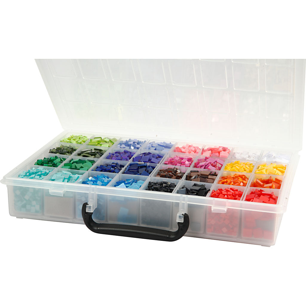 Mini-Mosaik, Größe 5x5+10x10 mm, Dicke 2 mm, 32x25 g/ 1 Pck [HOB-51922]