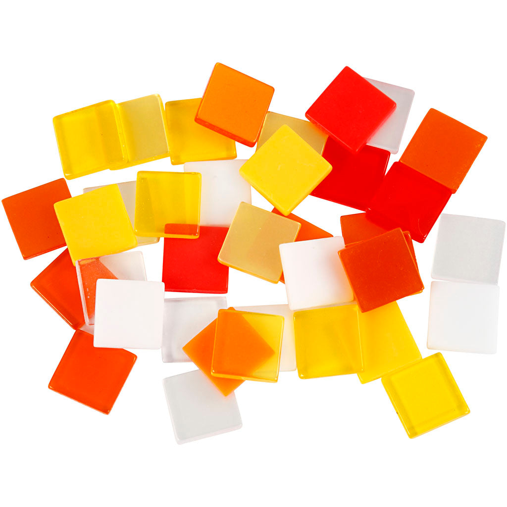 Mini Mosaic, size 10x10 mm, thickness 2 mm, red/orange harmony, 25 g