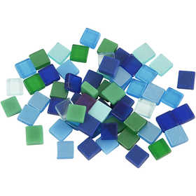 Mini-Mosaik, Größe 5x5 mm, Dicke 2 mm, Harmonie in Blau-Grün, 25 g/ 1 Pck [HOB-51929]