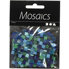 Mini-Mosaik, Größe 5x5 mm, Dicke 2 mm, Harmonie in Blau-Grün, 25 g/ 1 Pck [HOB-51929]