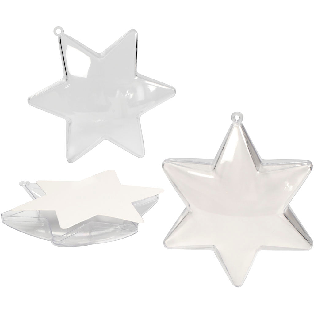 Decoration Star, H: 10 cm, transparent, 5 pc