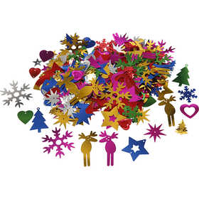 Pailletten, Größe 8-50 mm, Kräftige Farben, 35 g/ 1 Pck [HOB-522500]