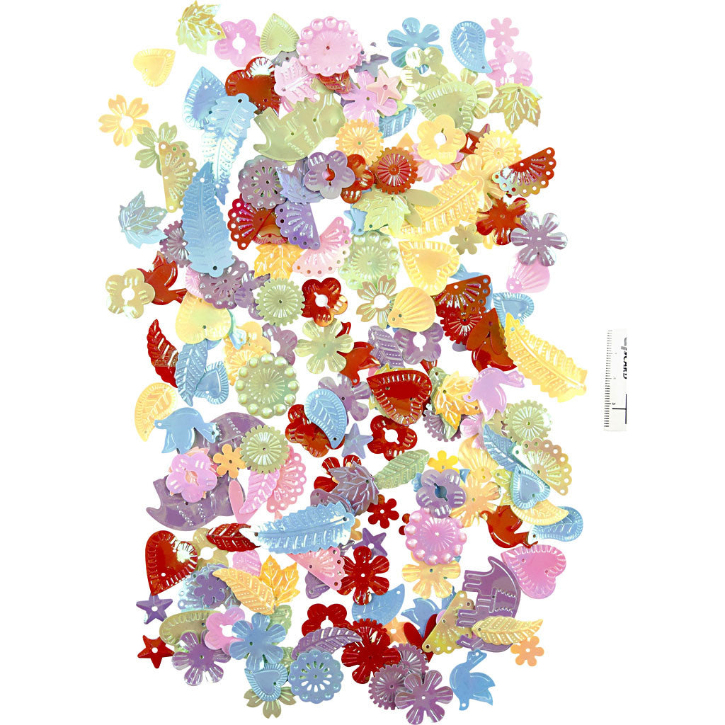 Pailletten, Größe 15-45 mm, Perlmuttfarben, 400 g/ 1 Pck [HOB-52252]