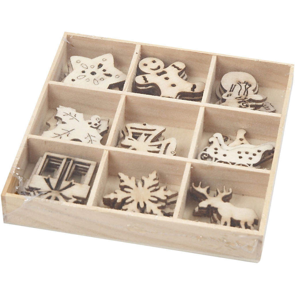 Holz-Deko, Weihnachten, Größe 28 mm, 45 Stk/ 1 Pck [HOB-52378]