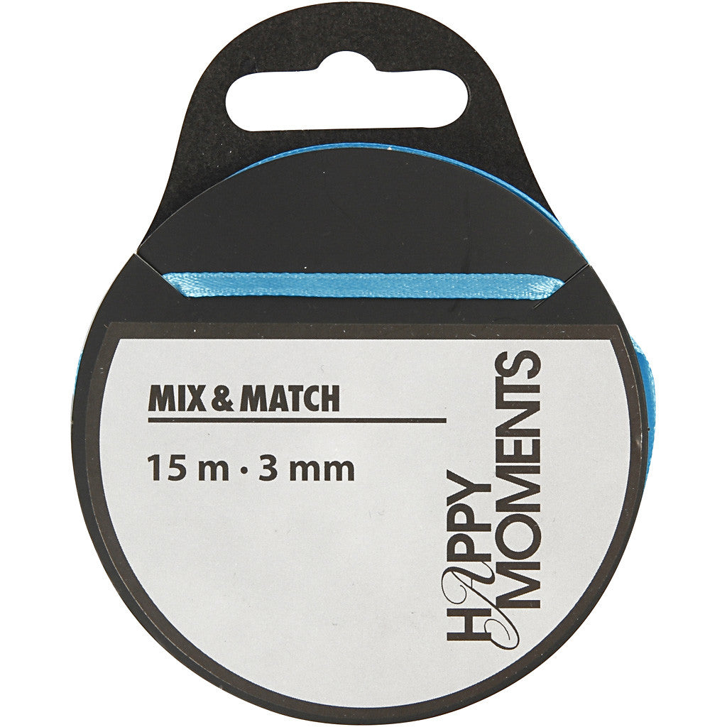 Satinband, B 3 mm, Hellblau, 15 m/ 1 Rolle [HOB-524508]