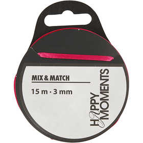 Satinband, B 3 mm, Pink, 15 m/ 1 Rolle [HOB-524509]