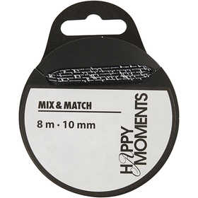 Satinband, B 10 mm, Schwarz, 8 m/ 1 Rolle [HOB-524602]