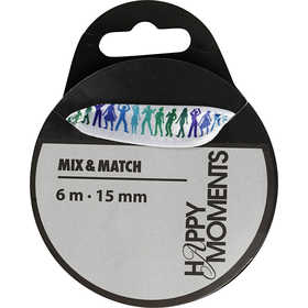 Bedrucktes Satinband, B 15 mm, Hellblau, 6 m/ 1 Rolle [HOB-525008]