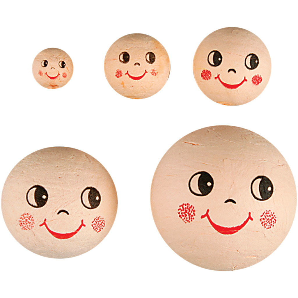 Köpfe - Sortiment, D 12+18+22+30+40 mm, Hellbeige, 100 Stk/ 1 Pck [HOB-54200]