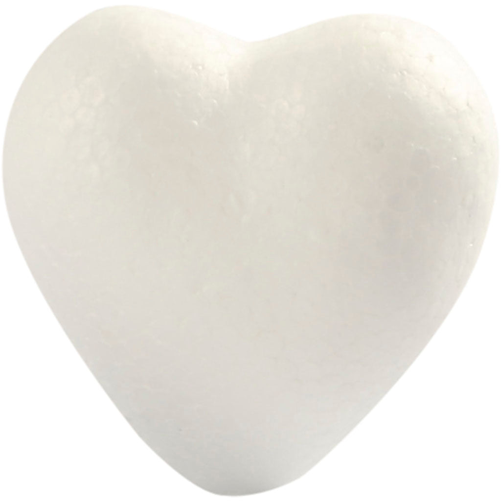 Heart, H: 6 cm, D. 3 cm, W: 6 cm, white, 5 pc