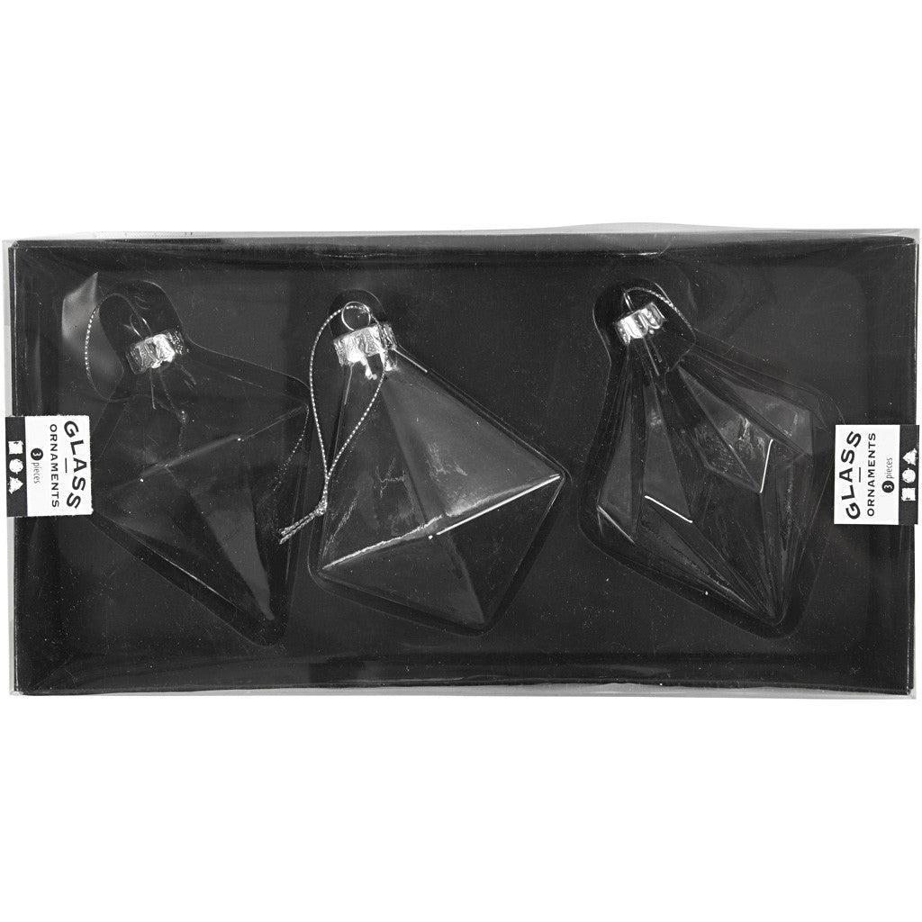 Glas-Elemente, H 9,6+9,8+10,5 cm, D 7+7,9+8 cm, Transparent, 3 Stk/ 1 Pck [HOB-55901]