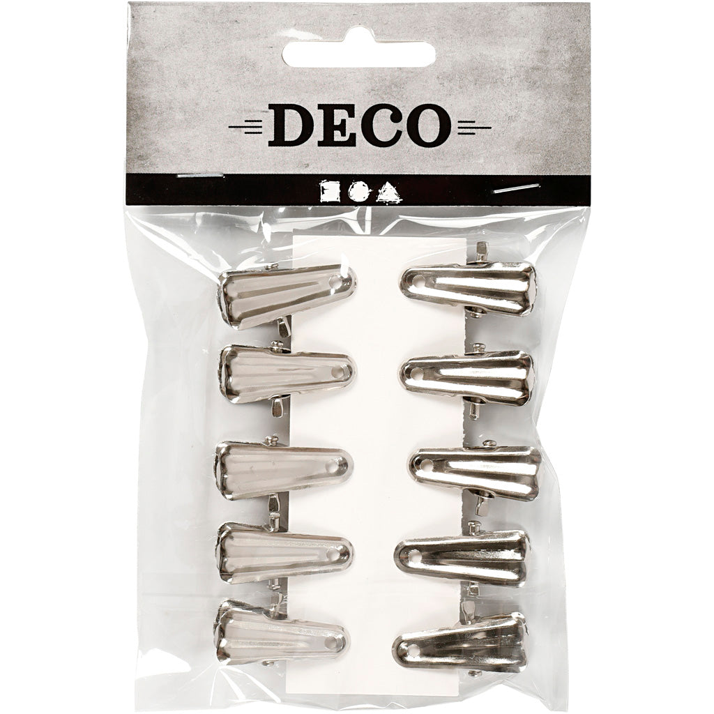 Deko-Klammer, L 27 mm, B 14 mm, Silber, 10 Stk/ 1 Pck [HOB-559540]