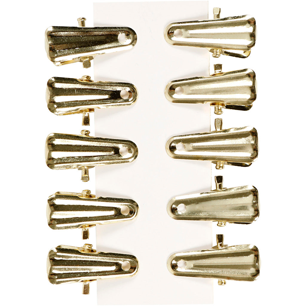 Deko-Klammer, L 27 mm, B 14 mm, Gold, 10 Stk/ 1 Pck [HOB-559541]
