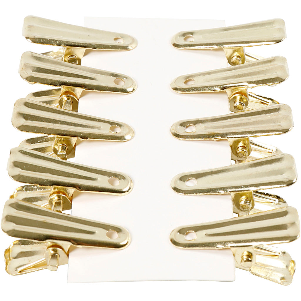 Deko-Klammer, L 27 mm, B 14 mm, Gold, 10 Stk/ 1 Pck [HOB-559541]