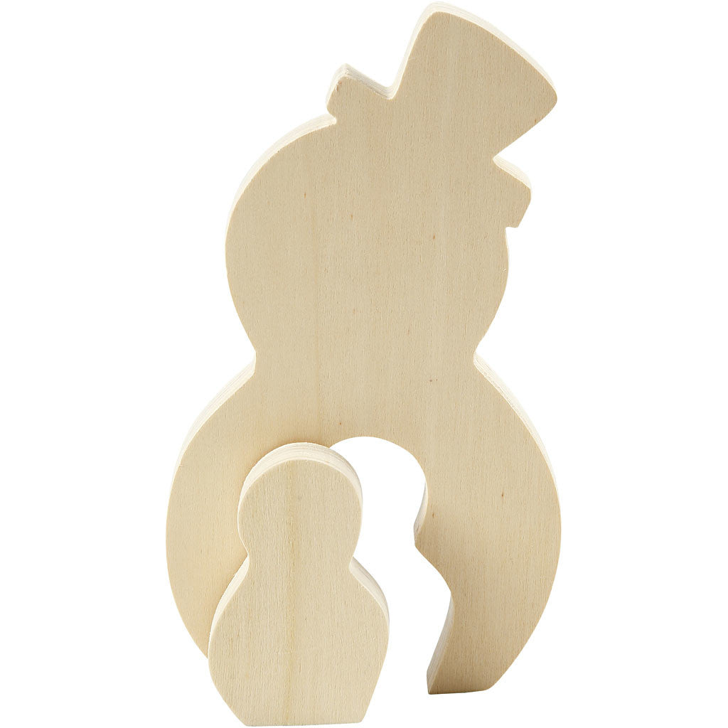 2in1 - Holzfigur, Schneemänner, H 7,7+20 cm, T 2 cm, B 5,3+11,3 cm, 1 Set [HOB-56134]