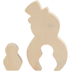 2in1 - Holzfigur, Schneemänner, H 7,7+20 cm, T 2 cm, B 5,3+11,3 cm, 1 Set [HOB-56134]