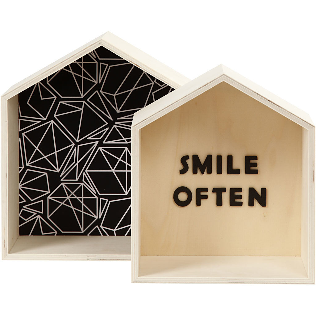 Aufbewahrungskästen, Häuser, H 22,5+25 cm, T 12,5 cm, B 19,5+22,5 cm, 2 Stk/ 1 Set [HOB-56163]