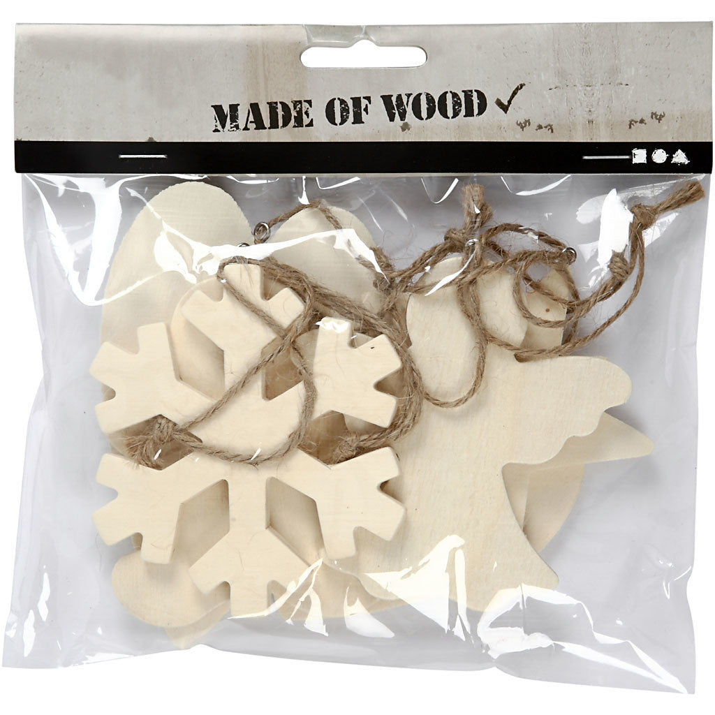 Weihnachtsanhänger, Größe 9-11 cm, Dicke 4 mm, 6 Stk/ 1 Pck [HOB-564050]