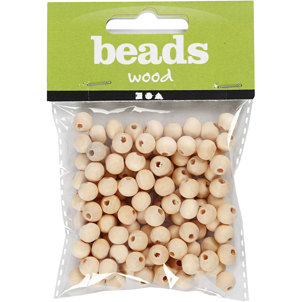 Holzperle, D 8 mm, Lochgröße 2 mm, 100 Stk/ 1 Pck [HOB-566620]