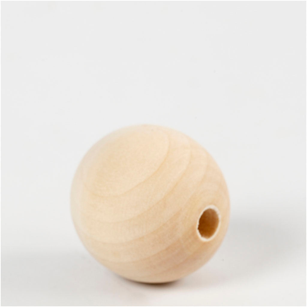 Wooden Bead, dia. 30 mm, hole size 5 mm, 4 pc