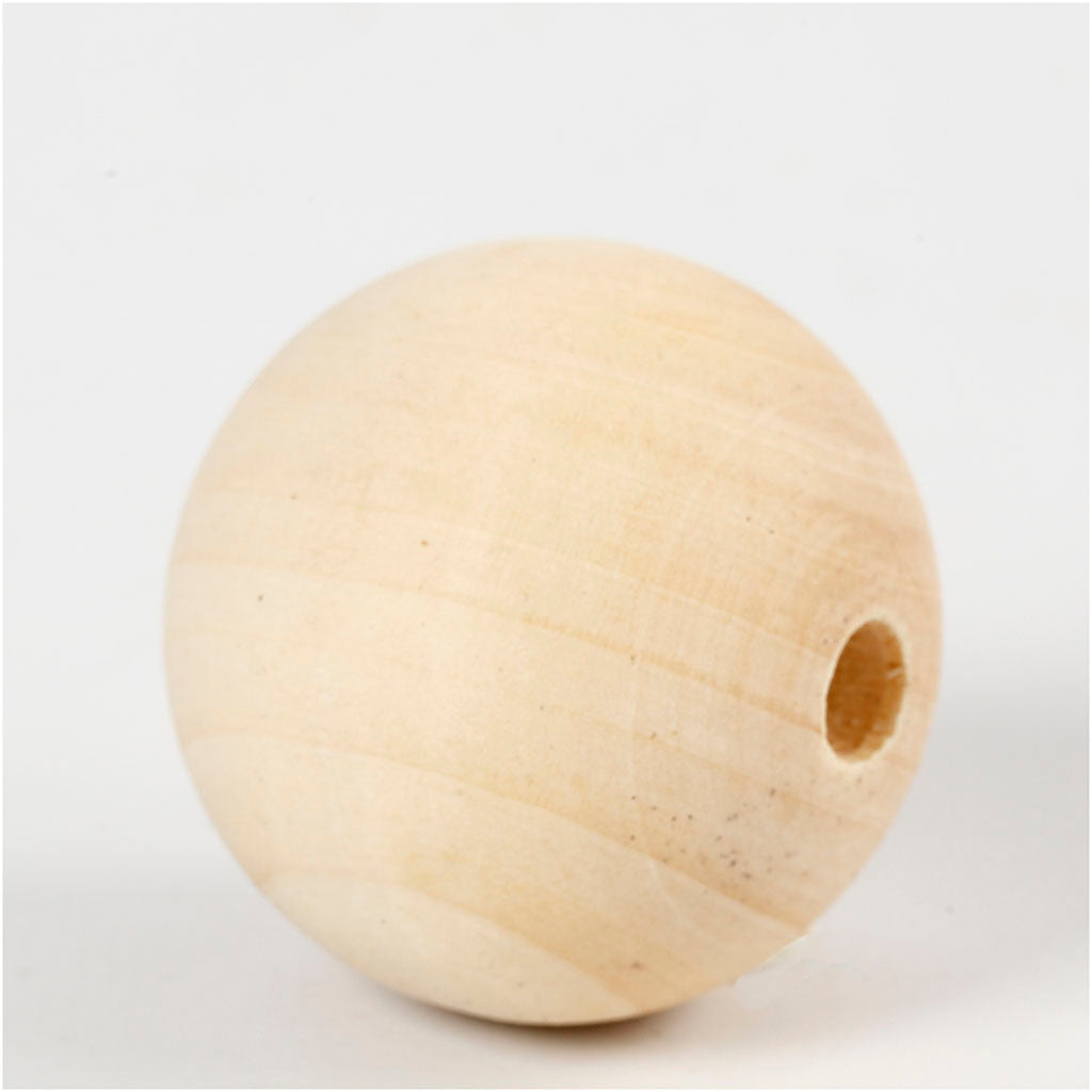 Wooden Bead, dia. 40 mm, hole size 7 mm, 6 pc