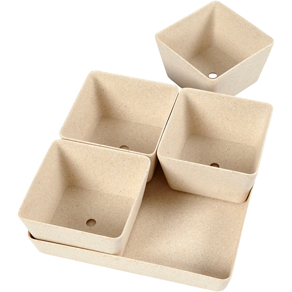 Blumentopf-Kästchen, H 8 cm, T 19,5 cm, B 19,5 cm, 1 Set [HOB-56866]