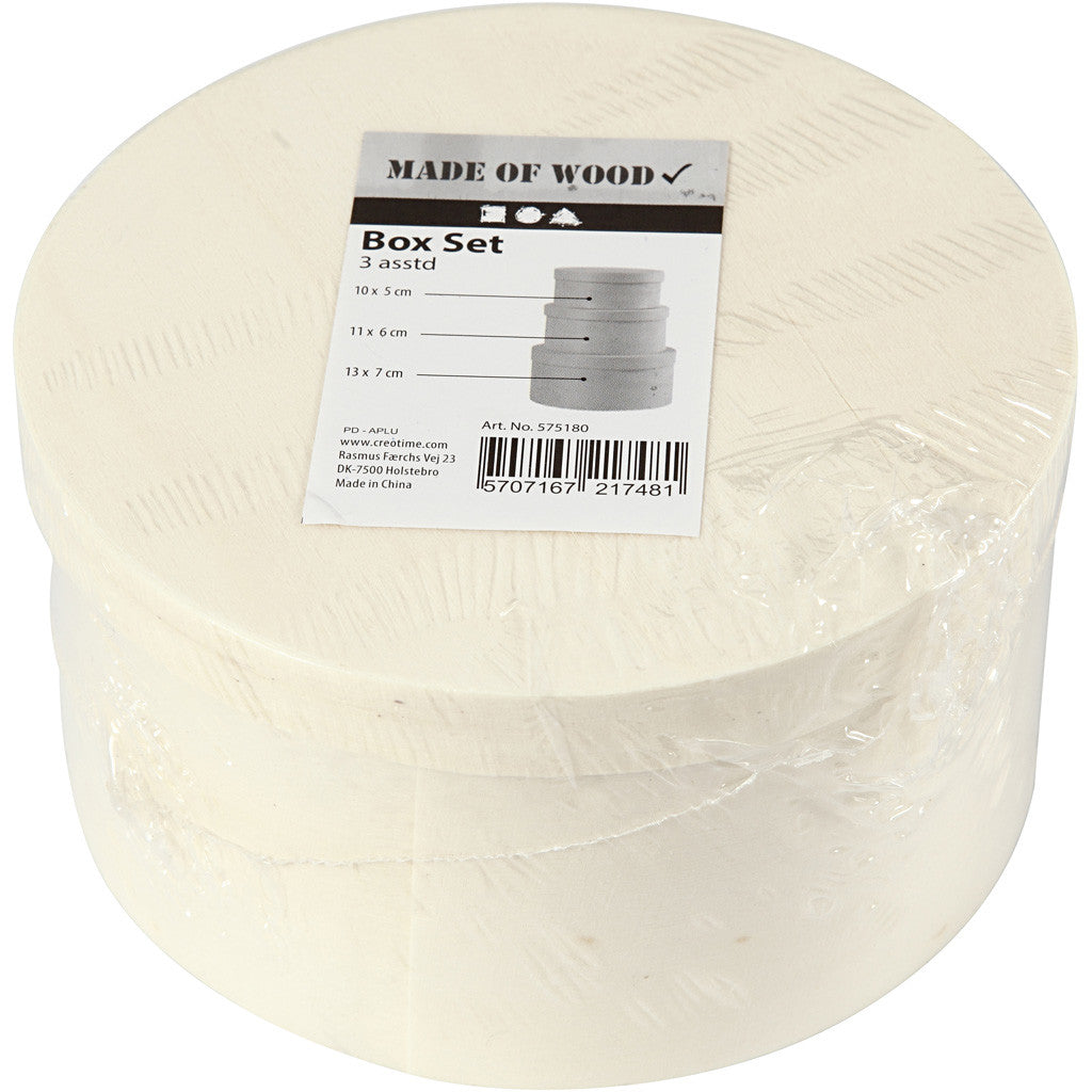 Spanschachtel, rund, H 5,4+6,5+7,3 cm, D 10+11+13 cm, 3 Stk/ 1 Set [HOB-575180]