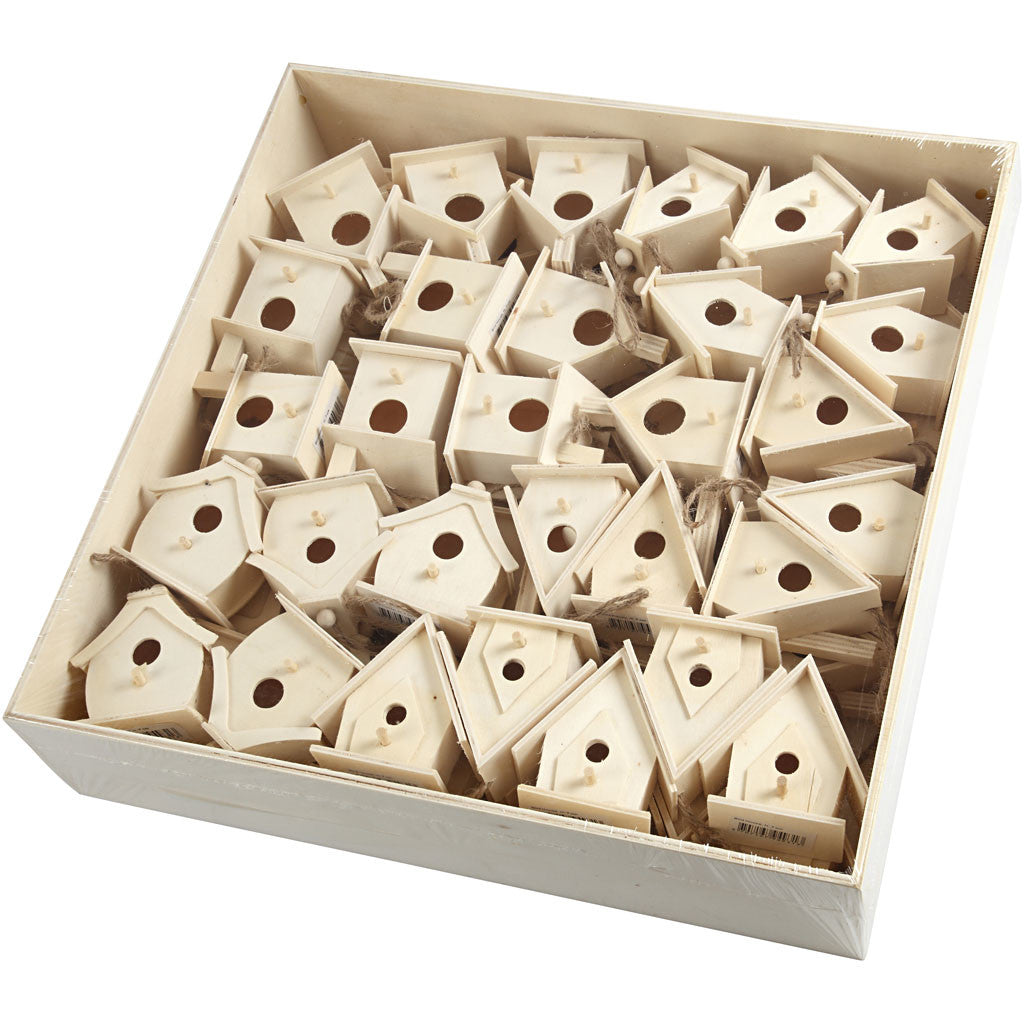 Mini-Vogelhäuser, H 7 cm, 6x10 Stk/ 1 Pck [HOB-57577]