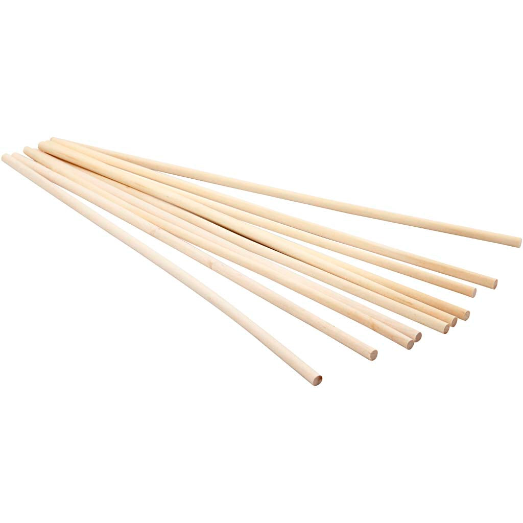 Holzstäbe rund, L 30 cm, D 6 mm, 10 Stk/ 1 Pck [HOB-57651]