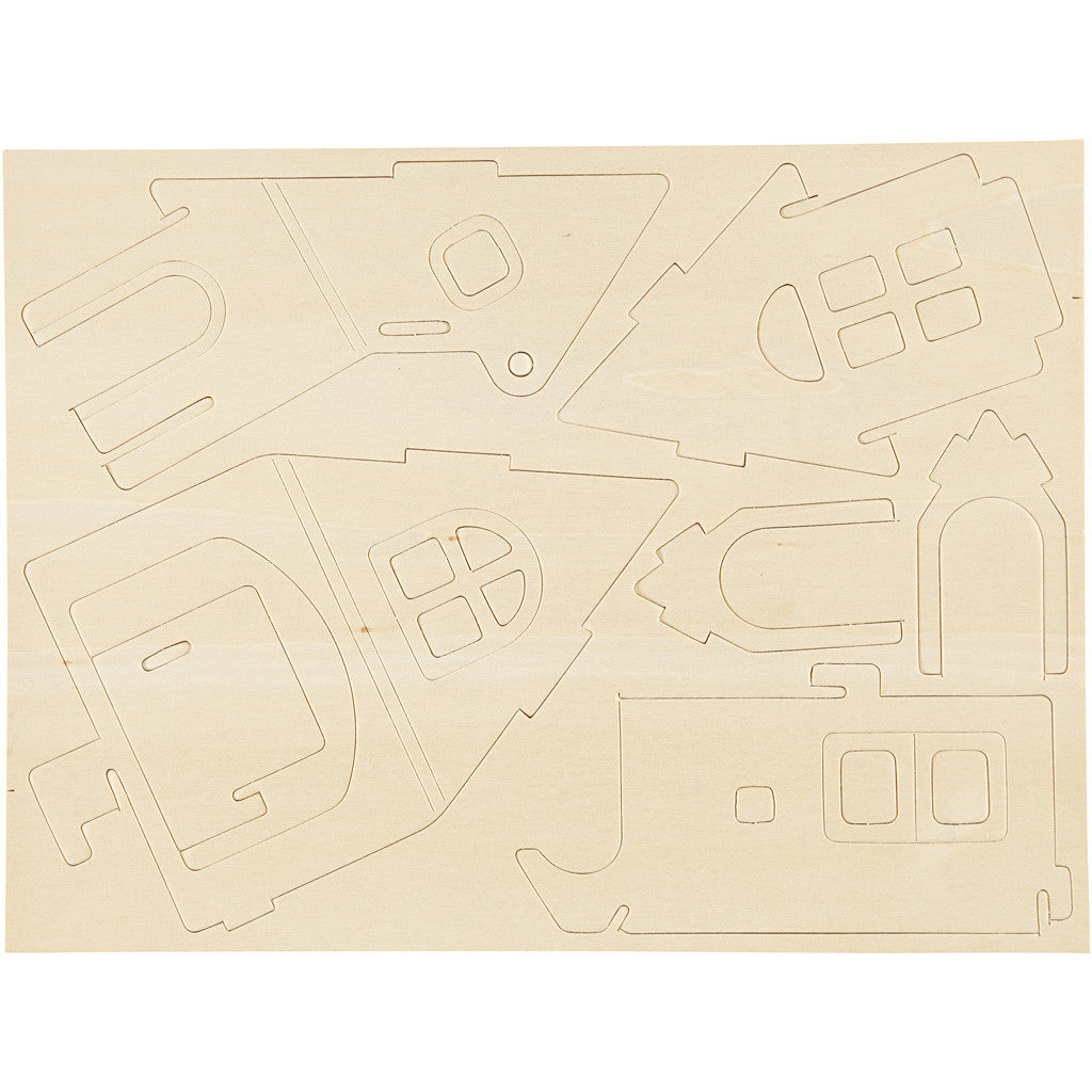 3D-Figuren zum Zusammensetzen, Haus mit Garage und Auffahrt, Größe 22,5x17,5x20,5, 1 Stk [HOB-57874]