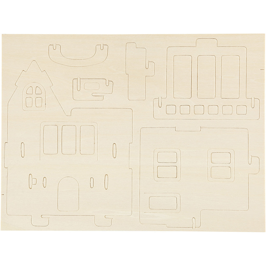 3D-Figuren zum Zusammensetzen, Haus mit Balkon, Größe 15,8x17,5x19,5, 1 Stk [HOB-57877]