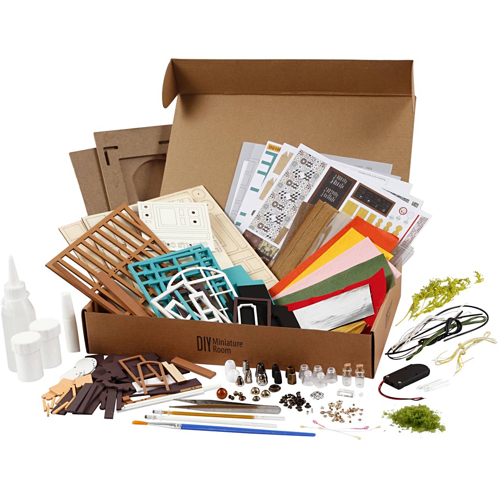 DIY-Miniatur-Zimmer, Kaffeestube, H 19 cm, L 22,6 cm, B 19,4 cm, 1 Stk [HOB-578921]