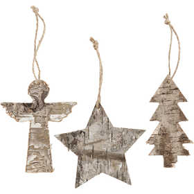 Weihnachtliche Holzfiguren, H 10 cm, B 8 cm, 3 Stk/ 1 Pck [HOB-57925]