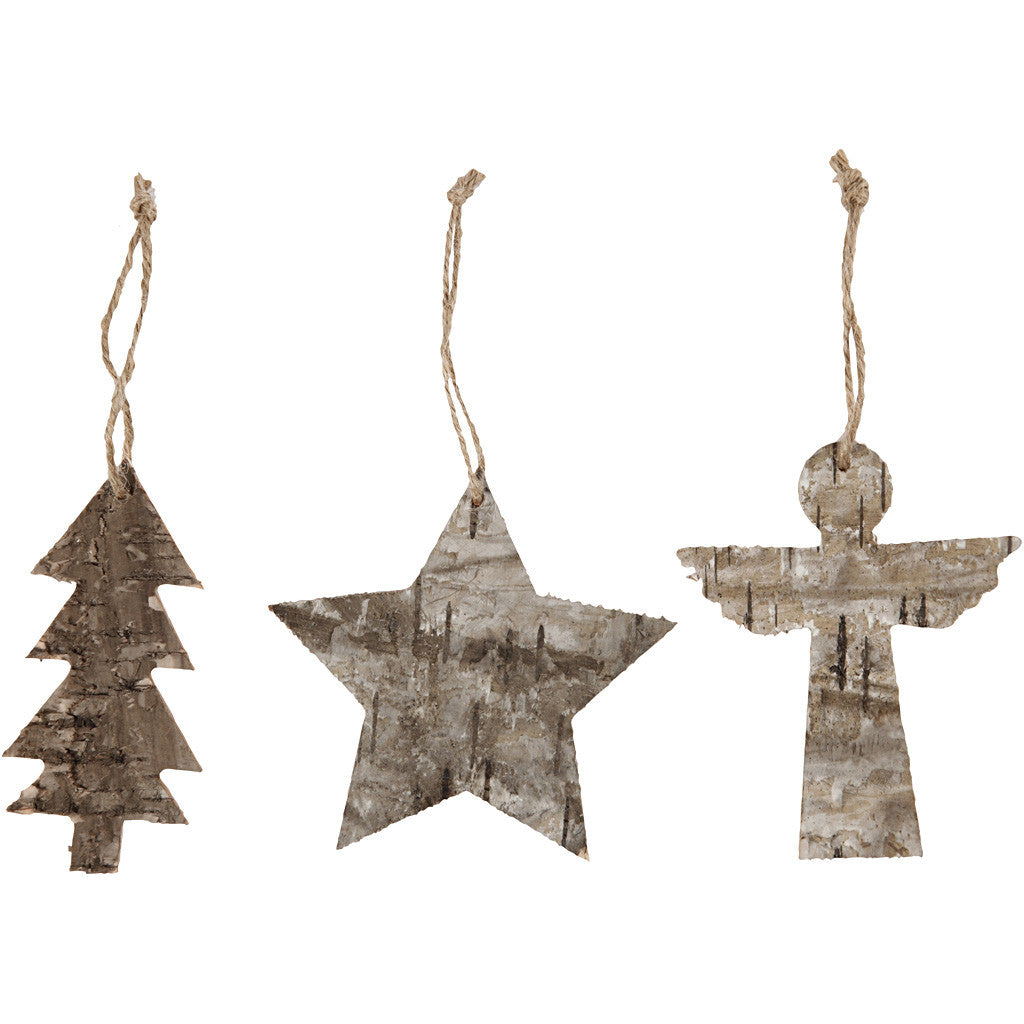 Weihnachtliche Holzfiguren, H 10 cm, B 8 cm, 3 Stk/ 1 Pck [HOB-57925]