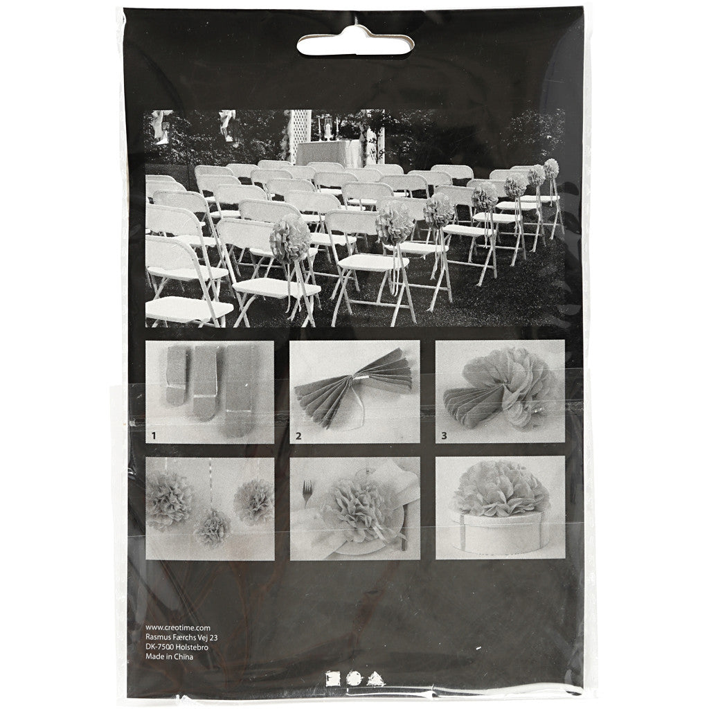 Seidenpapier-Pompons, D 20+24+30 cm, 16 g, Rot, 3 Stk/ 1 Pck [HOB-590003]