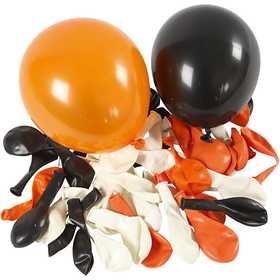 Luftballons, Rund, D 23-26 cm, Schwarz, Orange, Weiß, 100 Stk/ 1 Pck [HOB-59147]