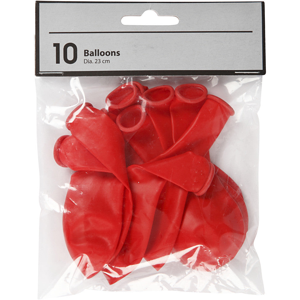 Ballons, rund, D 23 cm, Rot, 10 Stk/ 1 Pck [HOB-59168]