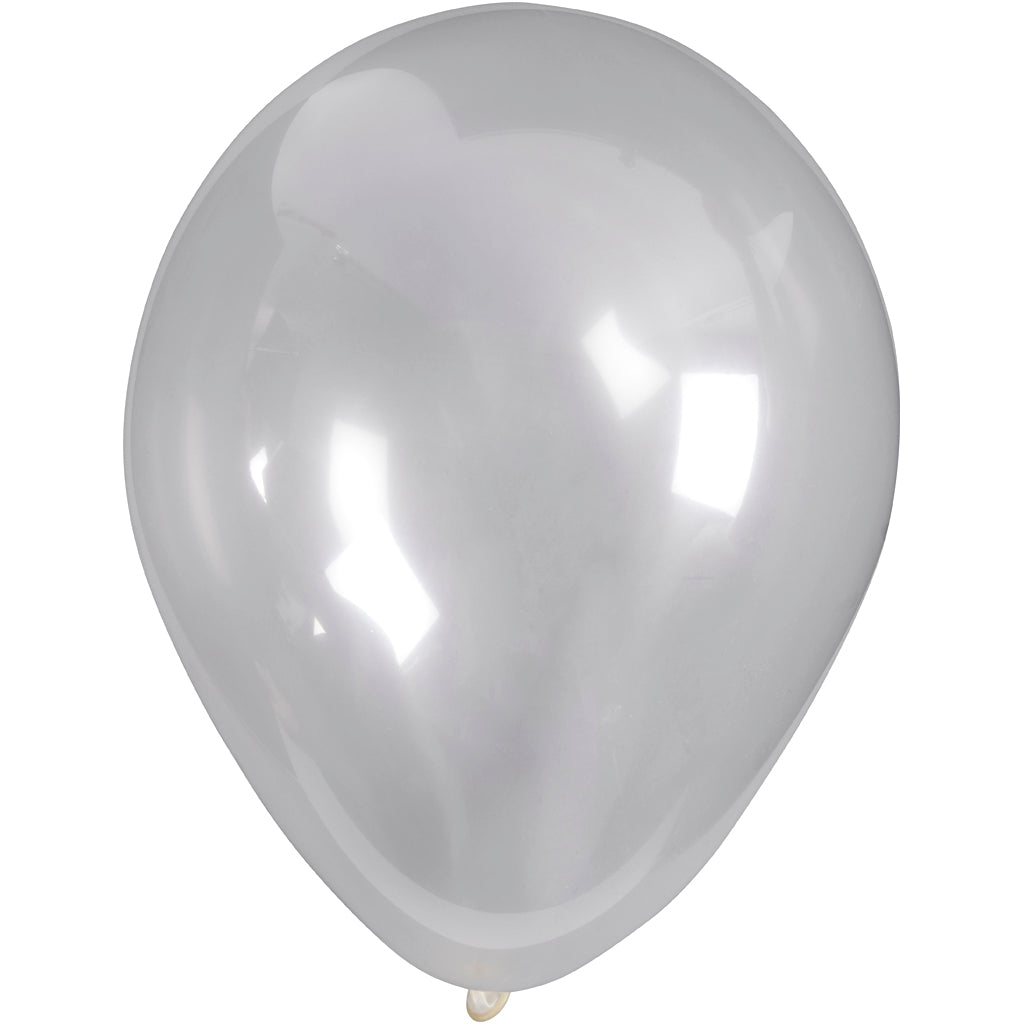 Balloons, round, dia. 23 cm, transparent, 10 pc