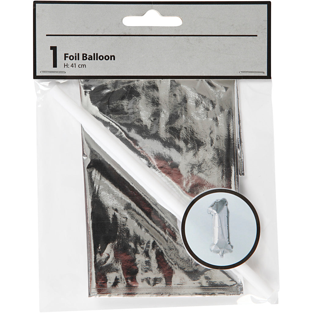 Folienballon - 9, Silber, 1, H: 41 cm, 1 Stck. [HOB59185]