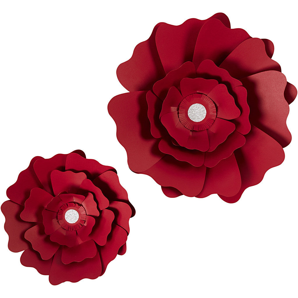 Papierblumen, D 15+25 cm, 230 g, Rot, 2 Stk/ 1 Pck [HOB-599903]